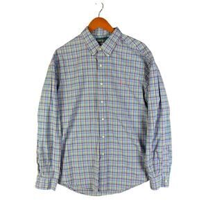 Ralph Lauren Easter Plaid Long Sleeve‎ Shirt Multicolor Mens XL Custom Fit VTG